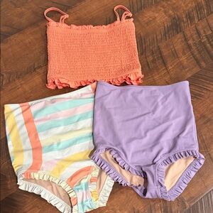 Kortni Jeane Girls 3-Piece Swim Set in Coral, Mint & Lavender